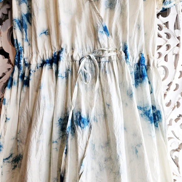 CHRISTY DAWN TIE-DYE  BLUE/WHITE PRINT MIDI PULL-ON DESIGN SZ SMALL - Picture 9 of 16